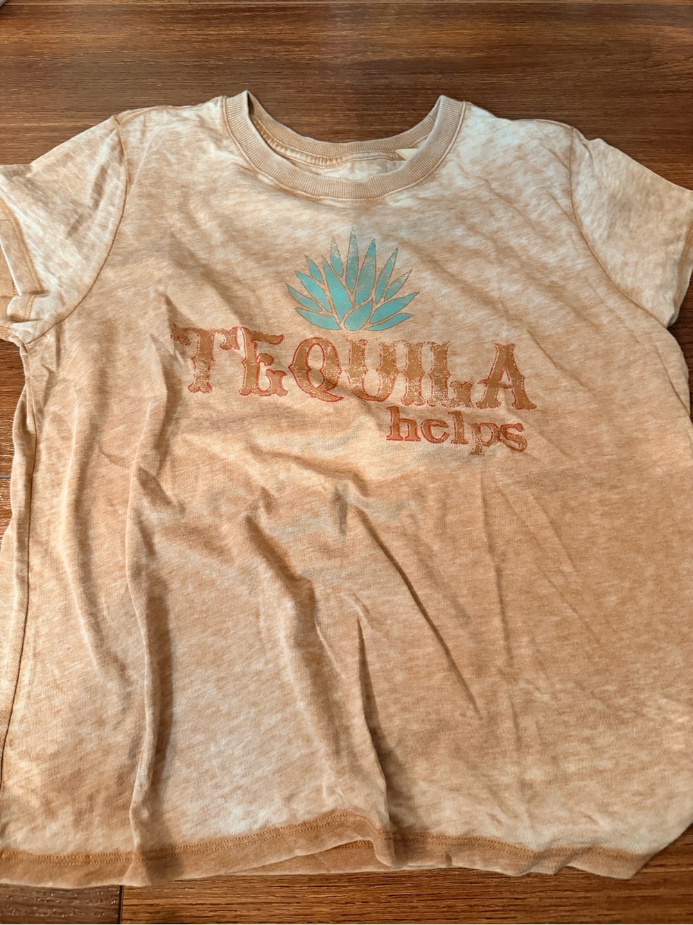 Idyllwind Tan Graphic 'Tequila Helps' Tee with Aqua Accent